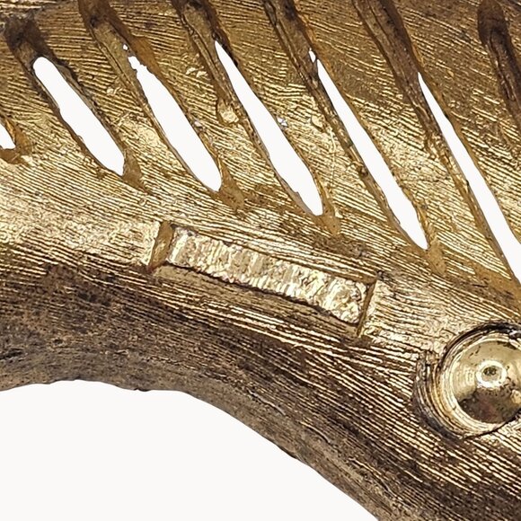 VTG Brooch Gold Tone Leaf Botanical Rhinestone Falling Tree Autumn Fall Harvest - Picture 12 of 13